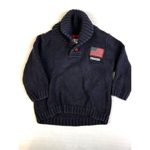 Osh Kosh B'Gosh Pullover Sweater Boy's 12 Mos Navy Blue Flag Cotton Preppy